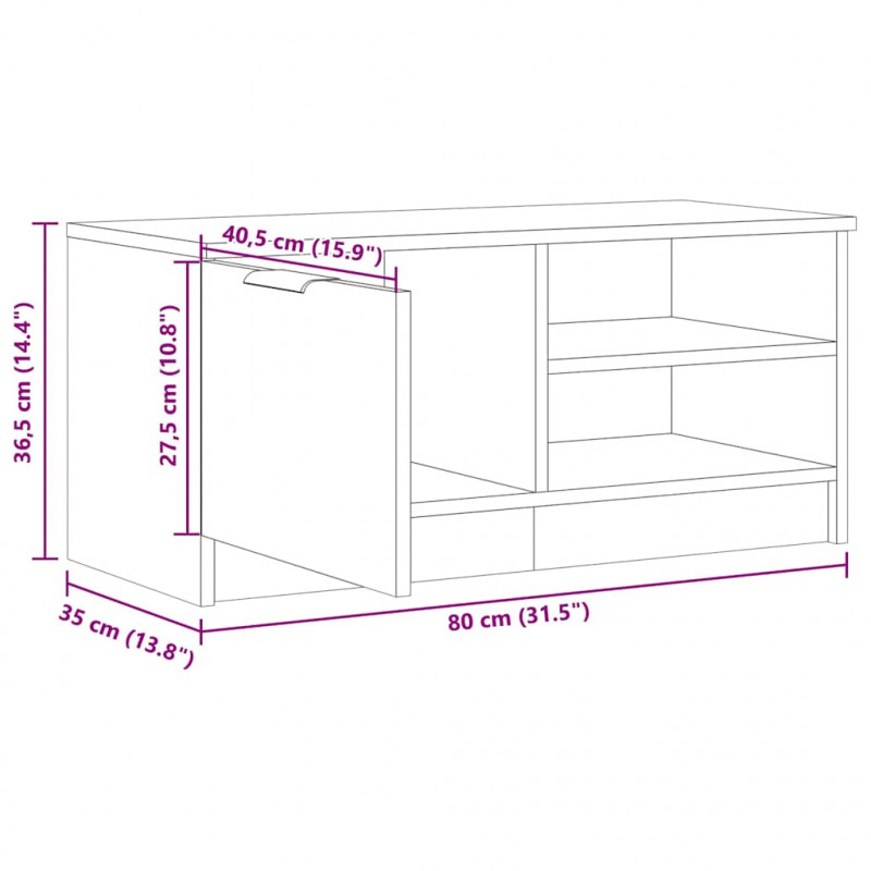 Szafka pod TV, stare drewno, 80x35x36,5 cm