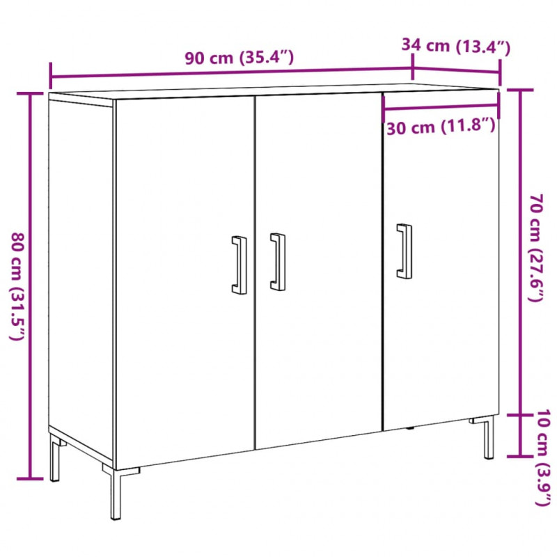 Szafka, stare drewno, 90x34x80 cm, materiał drewnopochodny