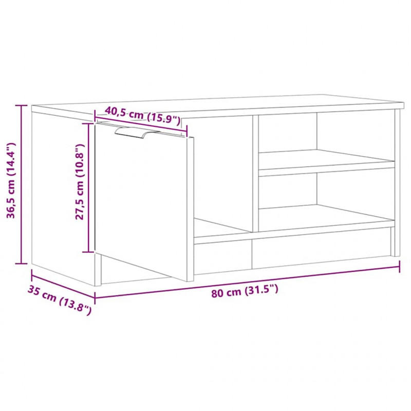 Szafka pod TV, dąb artisan, 80x35x36,5 cm