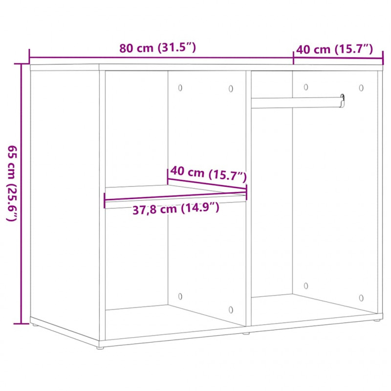 Szafka na ubrania Stare drewno 80x40x65 cm Drewno klejone