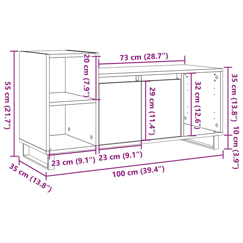Szafka pod TV, stare drewno, 100x35x55 cm