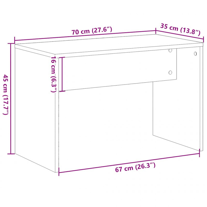 Taboret toaletowy Stare drewno 70x35x45 cm Drewno klejone