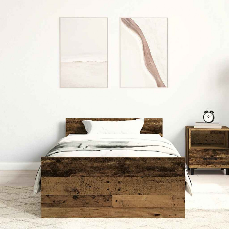 Rama łóżka bez materaca Stare drewno 100x200cm Drewno klejone