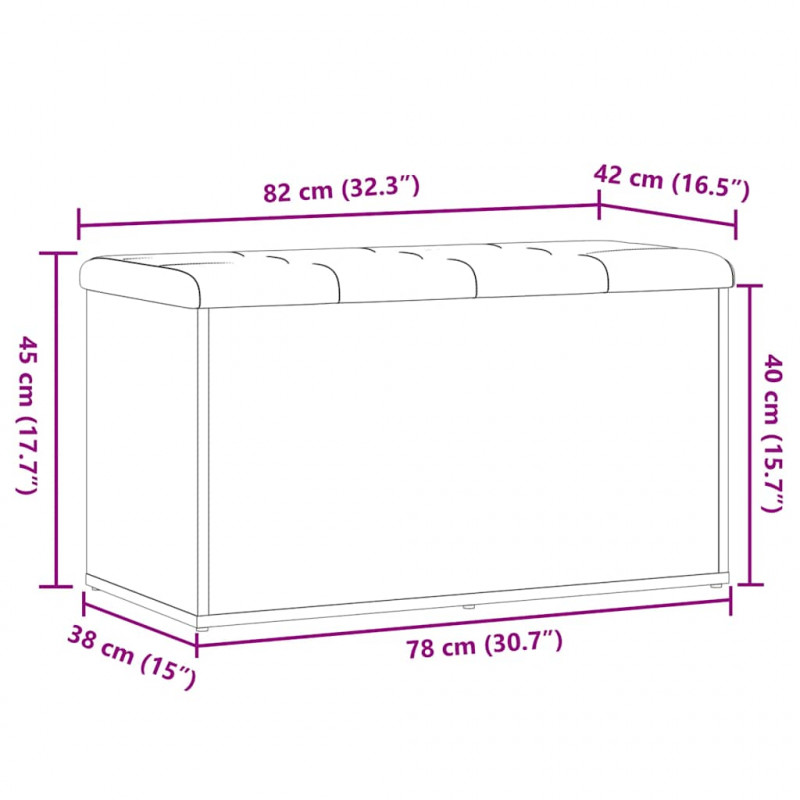 Ławka ze schowkiem Stare drewno 82x42x45 cm Drewno klejone