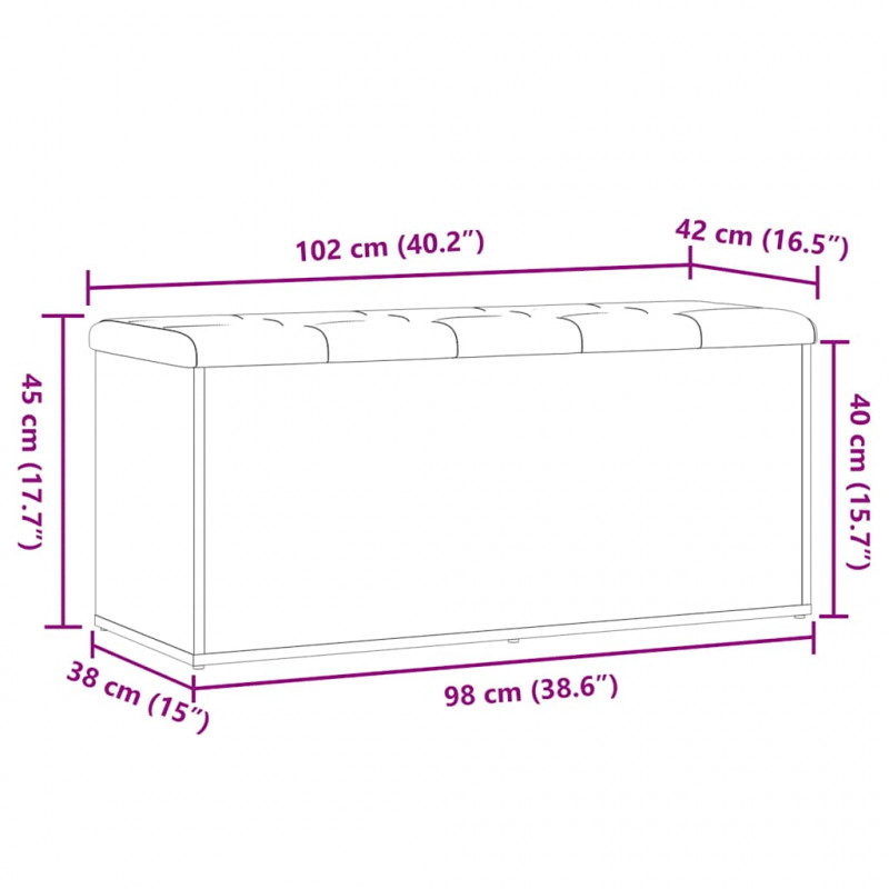 Ławka ze schowkiem Stare drewno 102x42x45 cm Drewno klejone