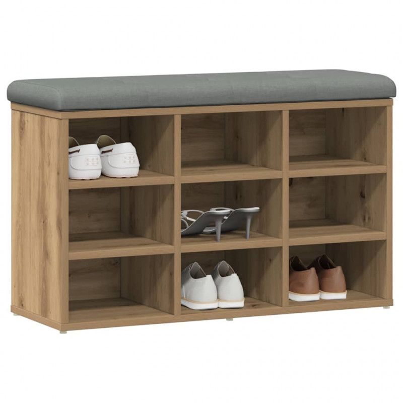 Ławka na buty dąb artisan 82x32x50 cm Drewno klejone