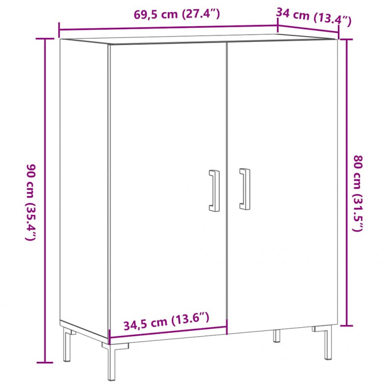 Szafka, stare drewno, 69,5x34x90 cm, materiał drewnopochodny