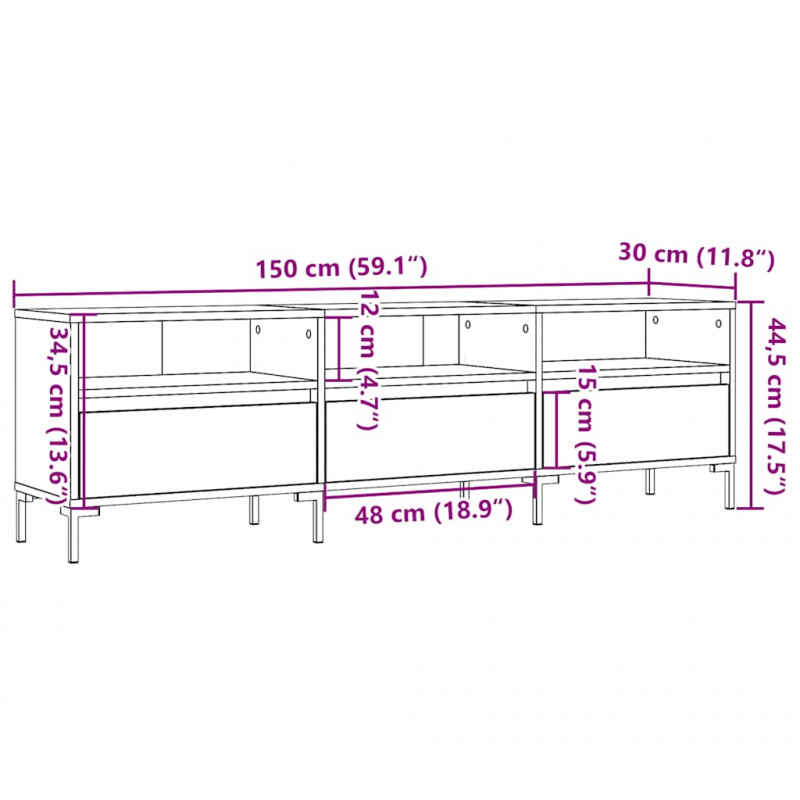 Szafka pod TV, stare drewno, 150x30x44,5 cm