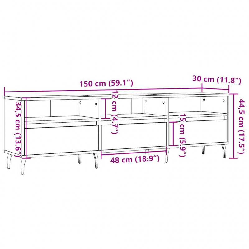 Szafka pod TV, stare drewno, 150x30x44,5 cm