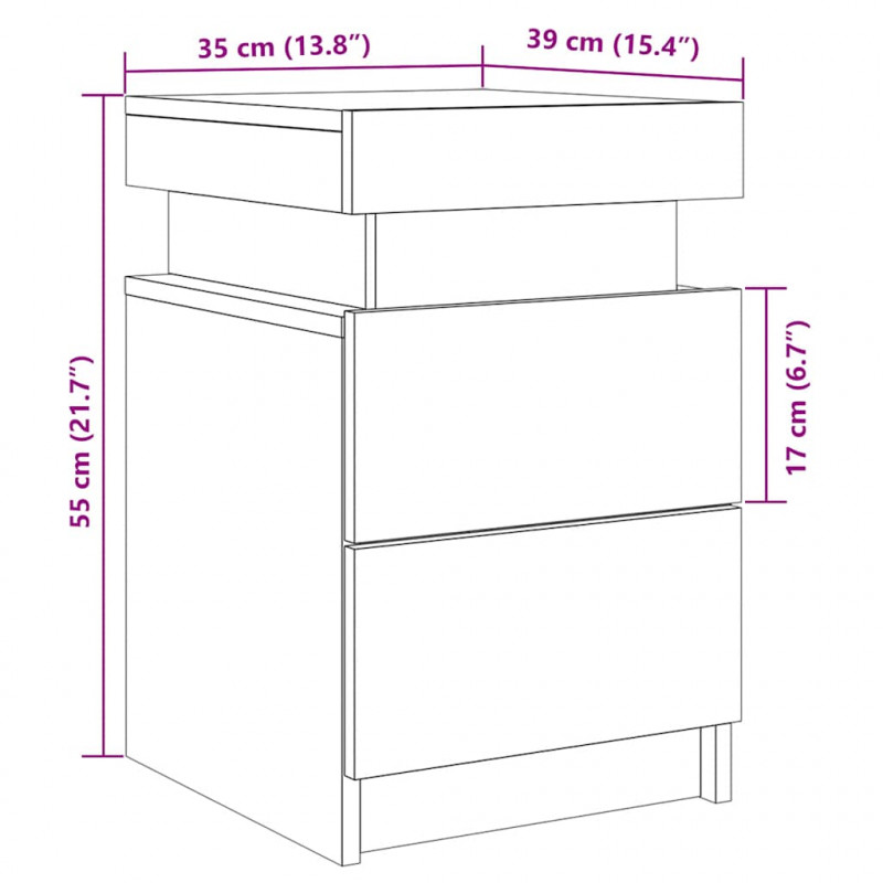 Szafka nocna z LED, stare drewno, 35x39x55 cm