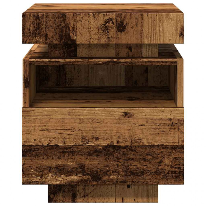 Szafka nocna z oświetleniem LED, stare drewno, 40x39x48,5 cm