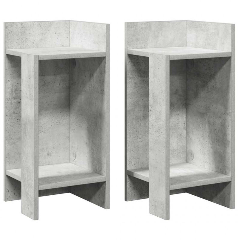 Stoliki boczne 2 szt. z półką, szarość betonu, 25,5x27x60 cm