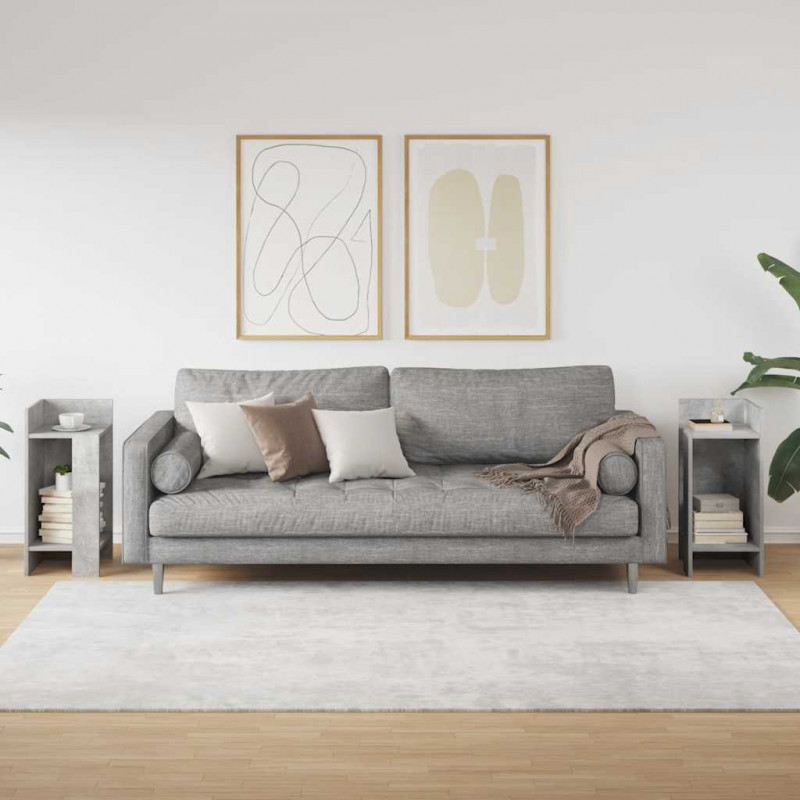 Stoliki boczne 2 szt. z półką, szarość betonu, 25,5x27x60 cm