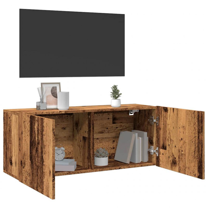 Ścienna szafka TV, stare drewno, 100x30x41 cm