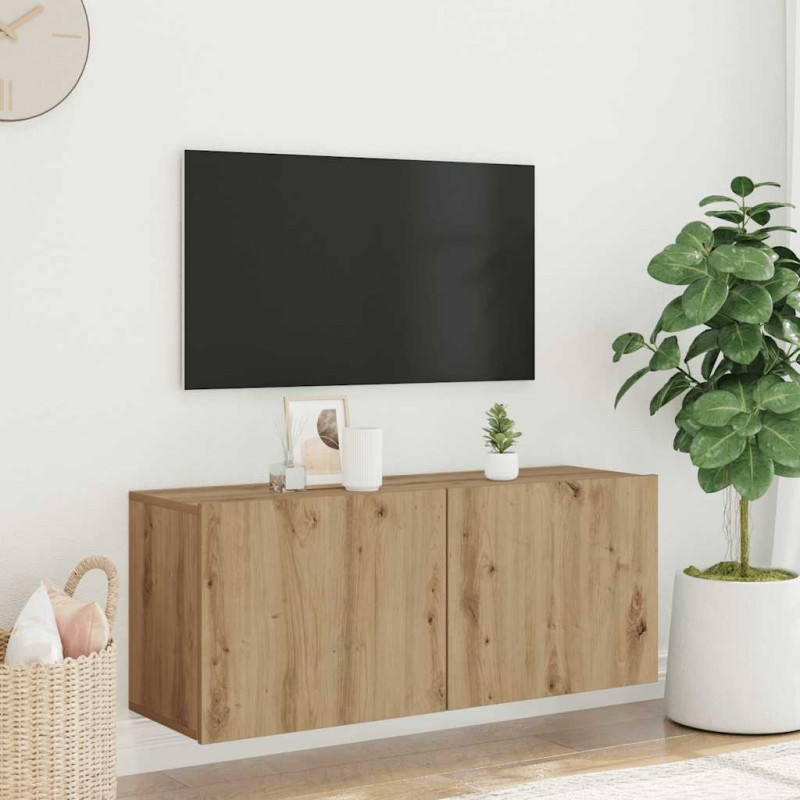 Szafka pod telewizor, ścienna, dąb artisan, 100x30x41 cm