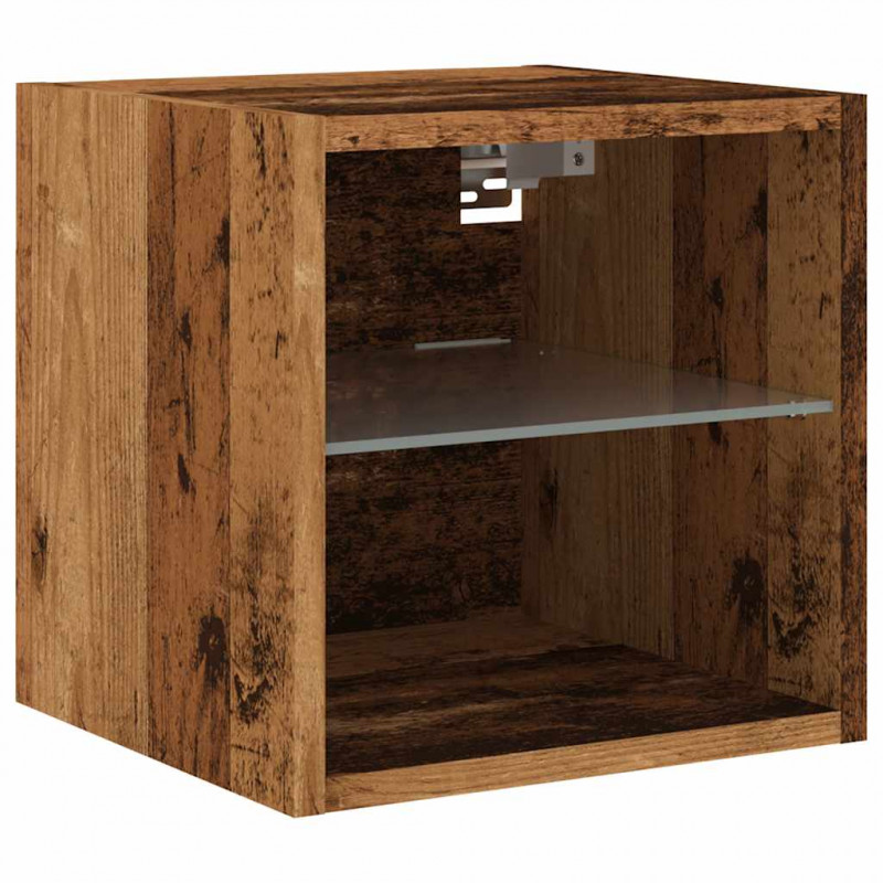 Ścienne szafki TV z LED, 2 szt., stare drewno, 30x28,5x30 cm