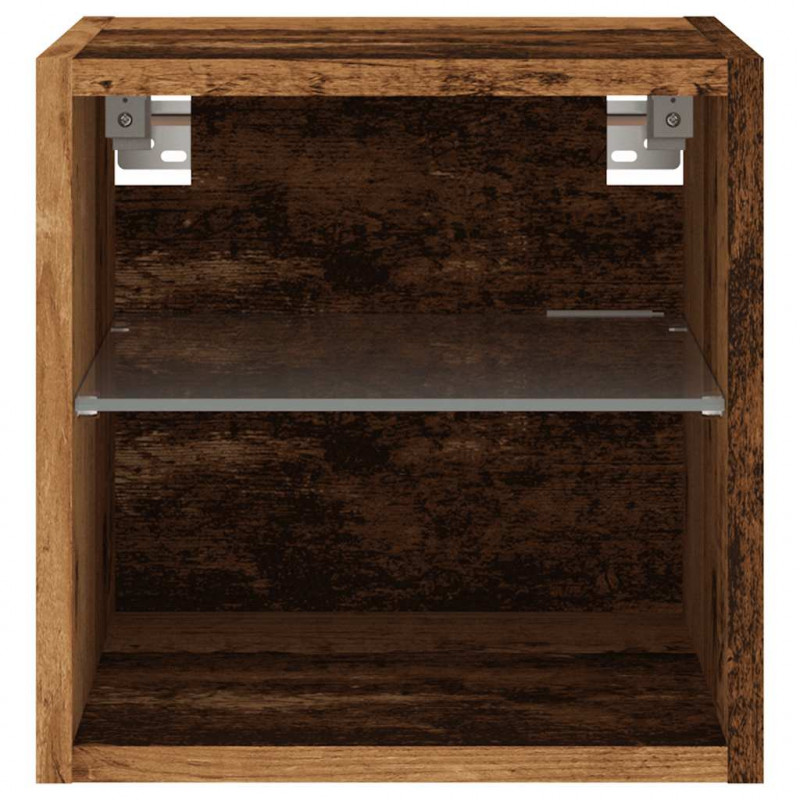 Ścienne szafki TV z LED, 2 szt., stare drewno, 30x28,5x30 cm