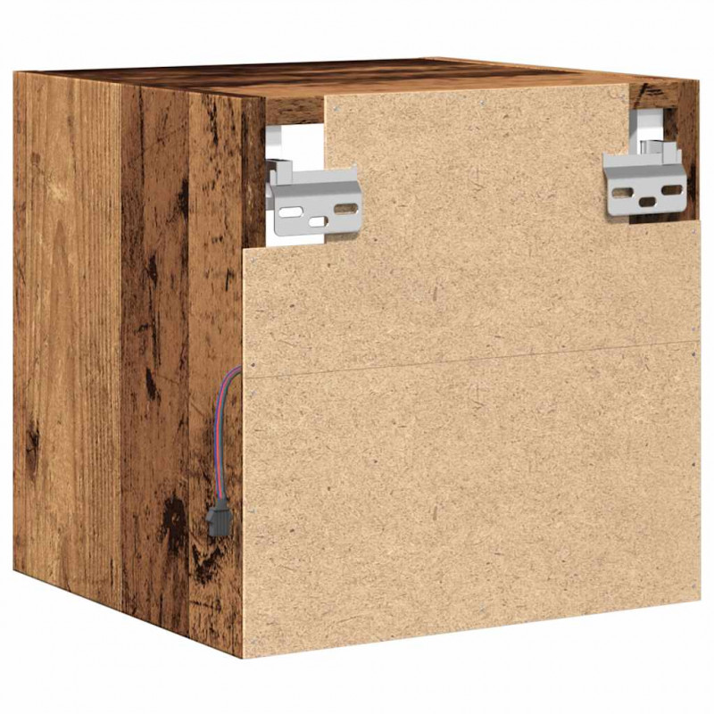 Ścienne szafki TV z LED, 2 szt., stare drewno, 30x28,5x30 cm
