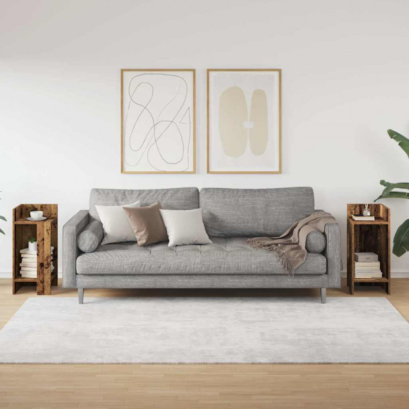 Stoliki boczne 2 szt. z półką, stare drewno, 25,5x27x60 cm