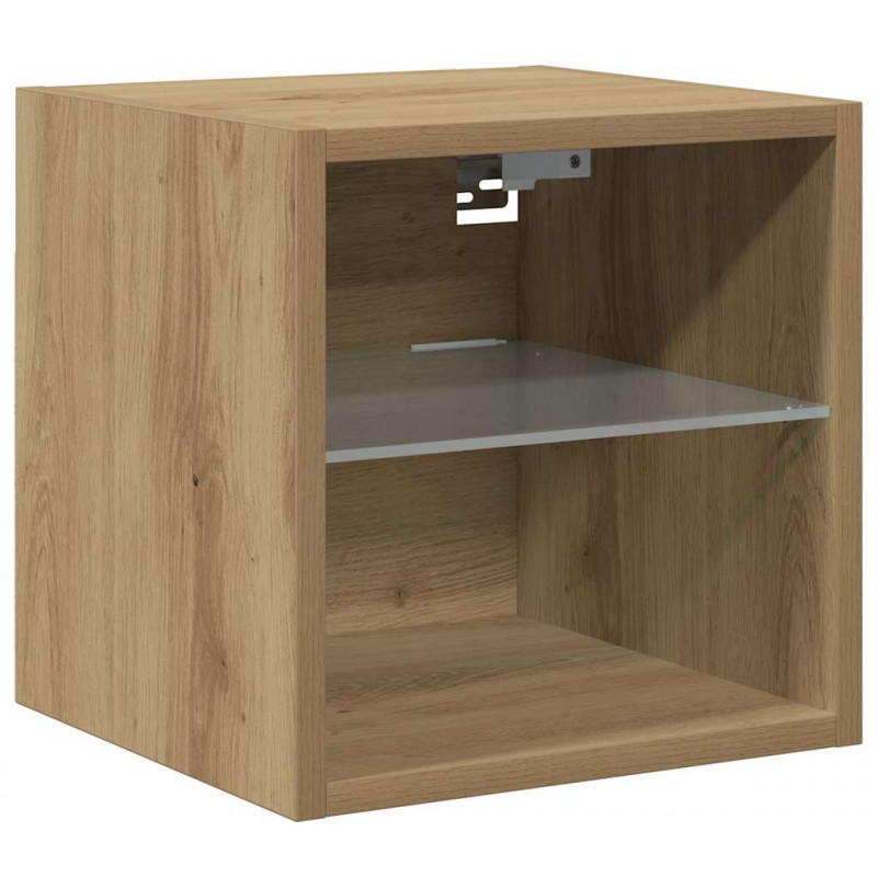 Ścienna szafka TV z LED, dąb artisan, 30x28,5x30 cm