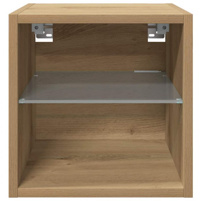 Ścienna szafka TV z LED, dąb artisan, 30x28,5x30 cm