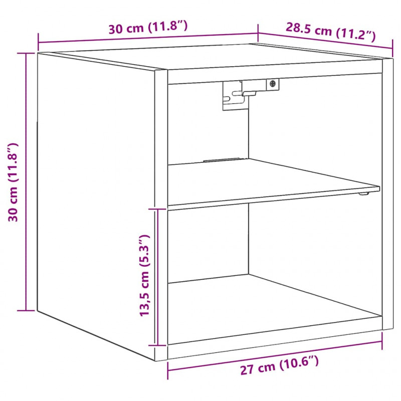 Ścienna szafka TV z LED, dąb artisan, 30x28,5x30 cm