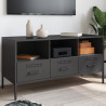 Szafka pod telewizor, czarna, 100,5x39x50,5 cm, stalowa