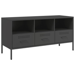 Szafka pod telewizor, czarna, 100,5x39x50,5 cm, stalowa