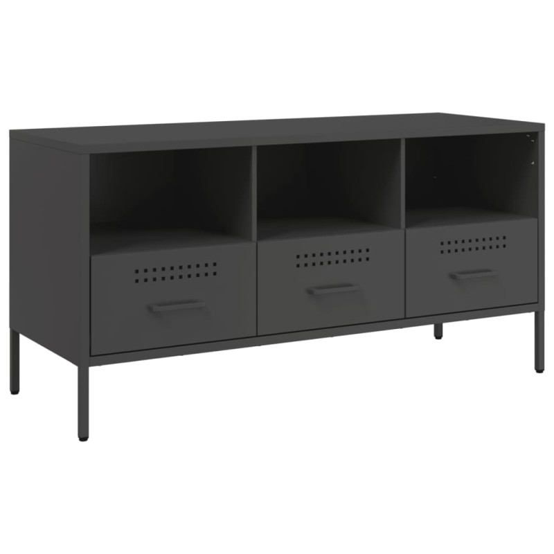 Szafka pod telewizor, czarna, 100,5x39x50,5 cm, stalowa