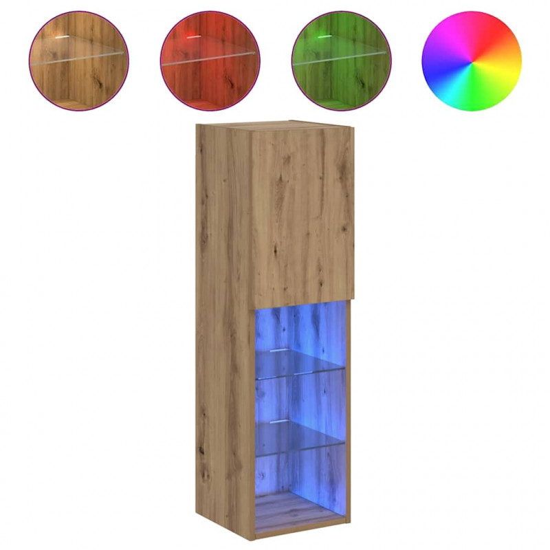 Szafka TV z LED, dąb artisian, 30,5x30x102 cm