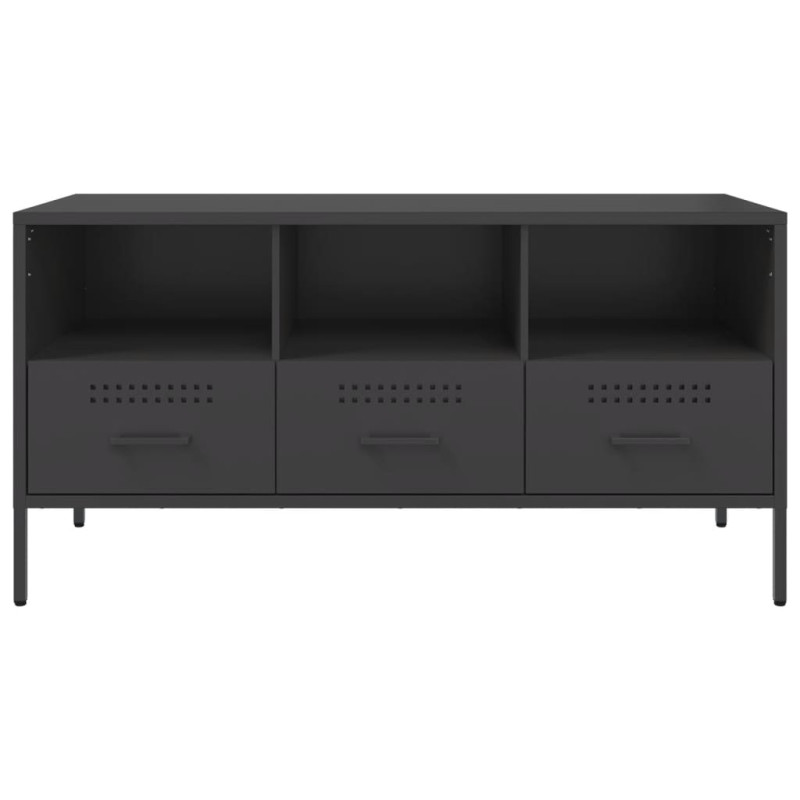 Szafka pod telewizor, czarna, 100,5x39x50,5 cm, stalowa