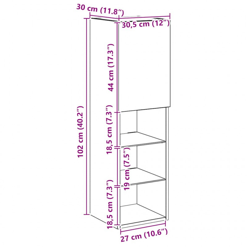 Szafki TV, z LED, 2 szt., dąb artisian, 30,5x30x102 cm