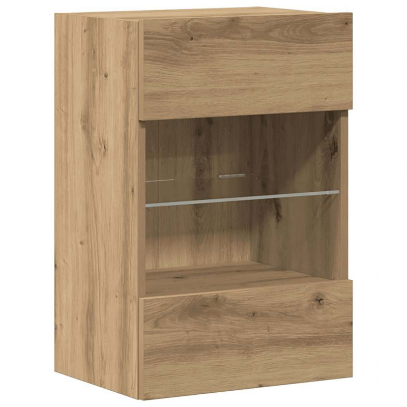 Szafki wiszące z oświetleniem LED do telewizora 2 szt. Dąb Artisan