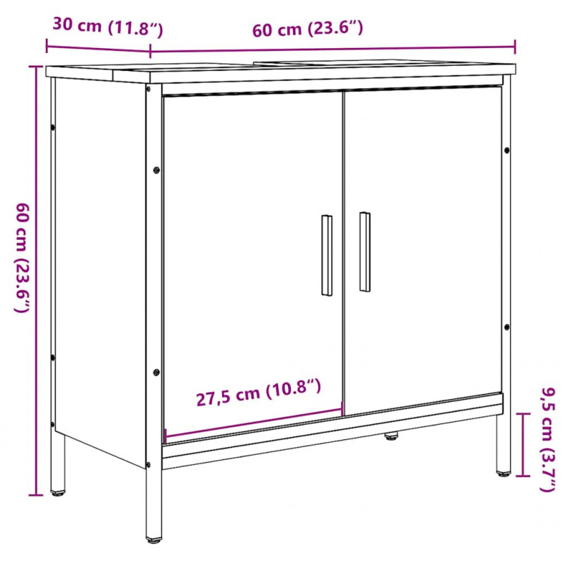 Szafka pod umywalkę, stare drewno, 60x30x60 cm