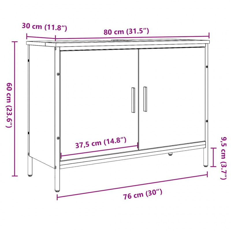 Szafka pod umywalkę, stare drewno, 80x30x60 cm