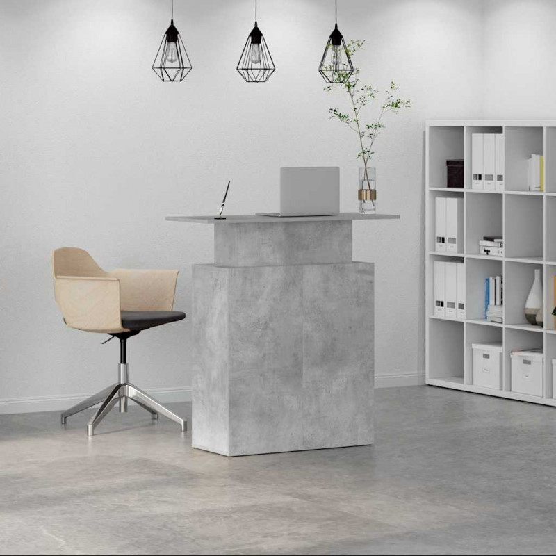 Biurko recepcyjne betonowe szare 100x40x104 cm drewno klejone