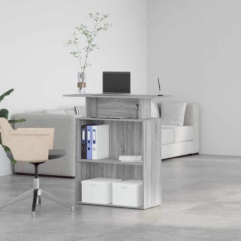 Biurko recepcyjne szare Sonoma 100x40x104 cm Drewno klejone