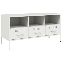 Szafka pod telewizor, biała, 100,5x39x50,5 cm, stalowa