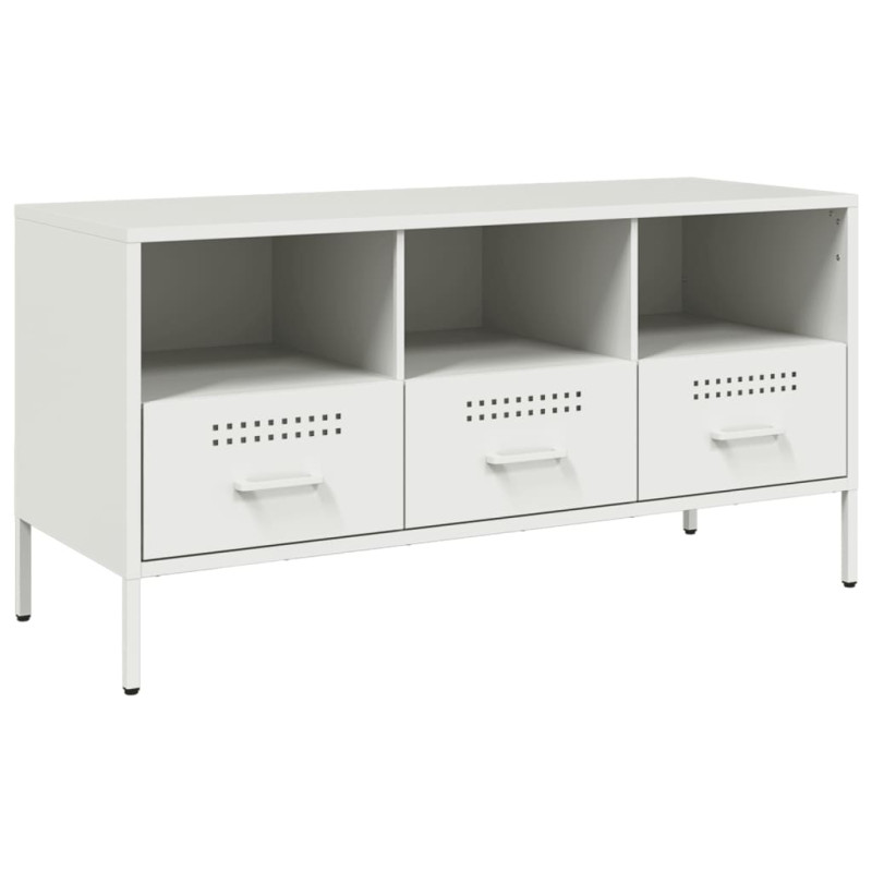 Szafka pod telewizor, biała, 100,5x39x50,5 cm, stalowa