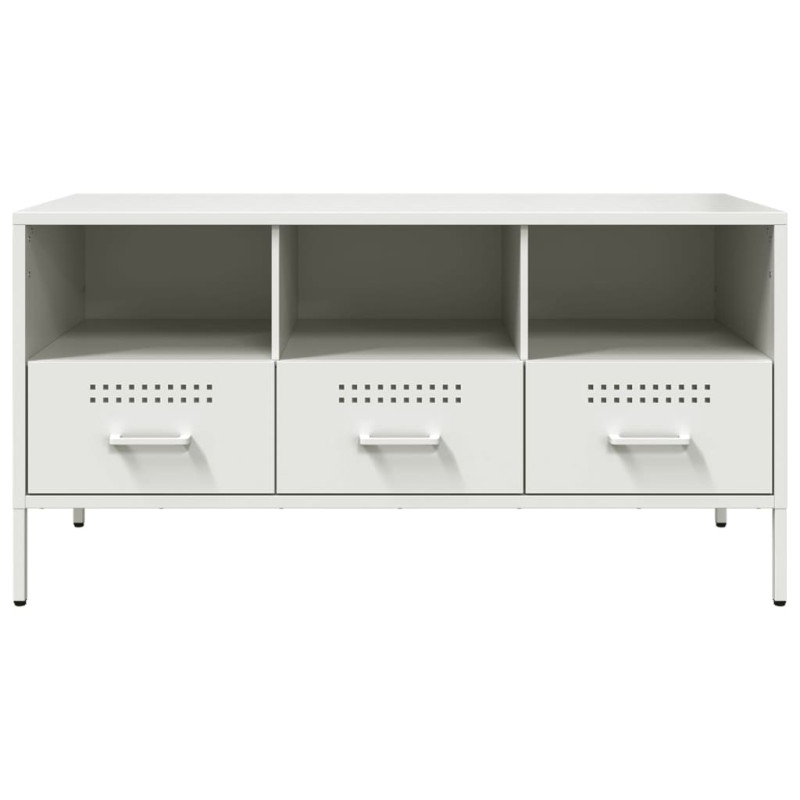 Szafka pod telewizor, biała, 100,5x39x50,5 cm, stalowa