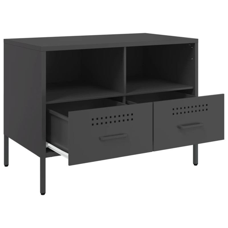 Szafki RTV, 2 szt., czarne, 68x39x50,5 cm, stalowe