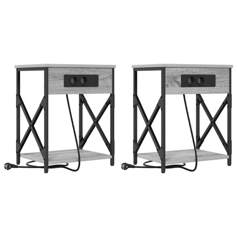 Szafka Nocna 2 pcs Szary Sonoma 41 x 31 x 51 cm