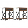 Szafka Nocna 2 pcs Brązowy dąb 41 x 31 x 51 cm