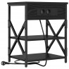 Szafka Nocna z półką 2 pcs Czarny Dąb 41 x 31 x 51 cm