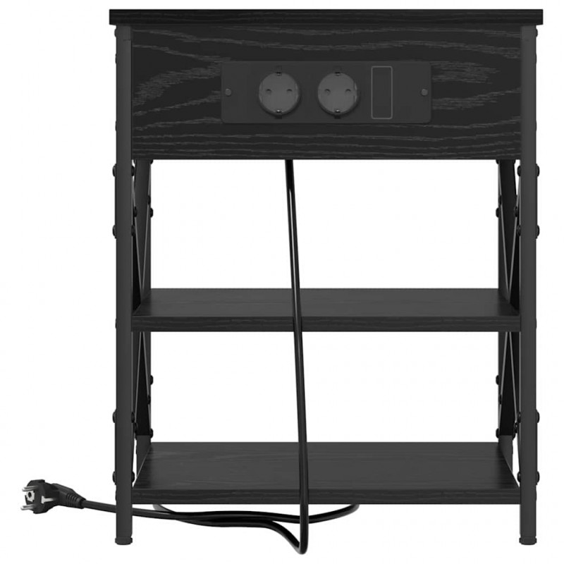 Szafka Nocna z półką 2 pcs Czarny Dąb 41 x 31 x 51 cm