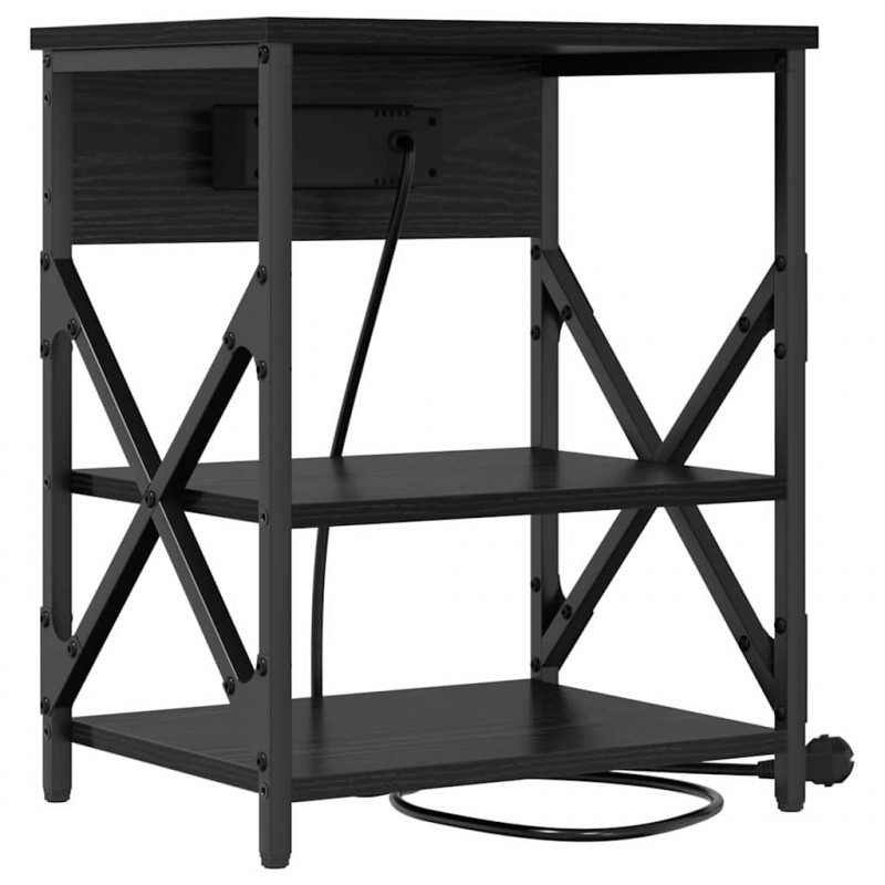 Szafka Nocna z półką 2 pcs Czarny Dąb 41 x 31 x 51 cm
