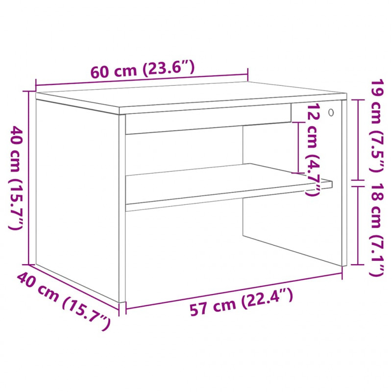Szafka RTV Betonowa Szara 60x40x40 cm Drewno klejone