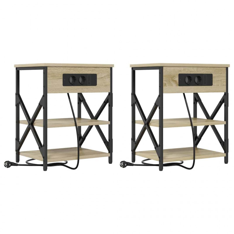Szafka Nocna z półką 2 pcs Dąb Sonoma 41 x 31 x 51 cm