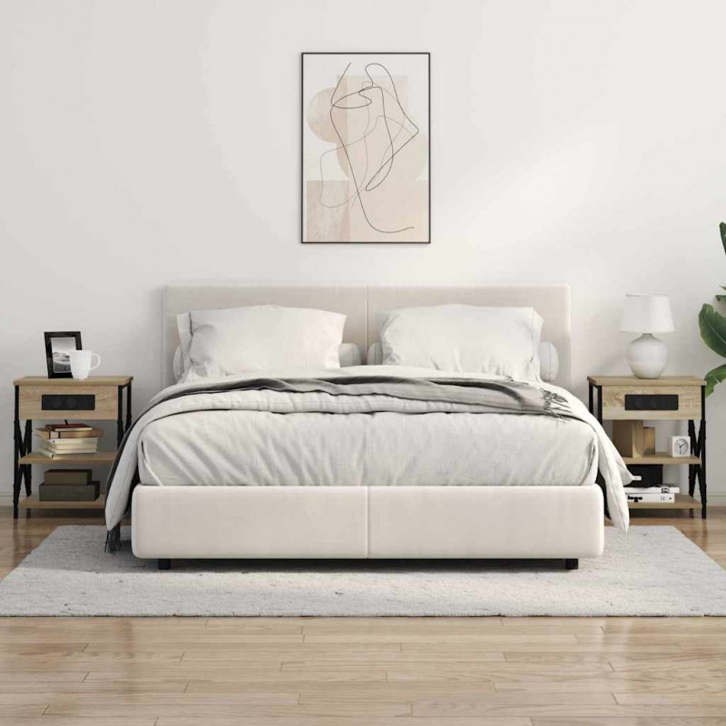 Szafka Nocna z półką 2 pcs Dąb Sonoma 41 x 31 x 51 cm