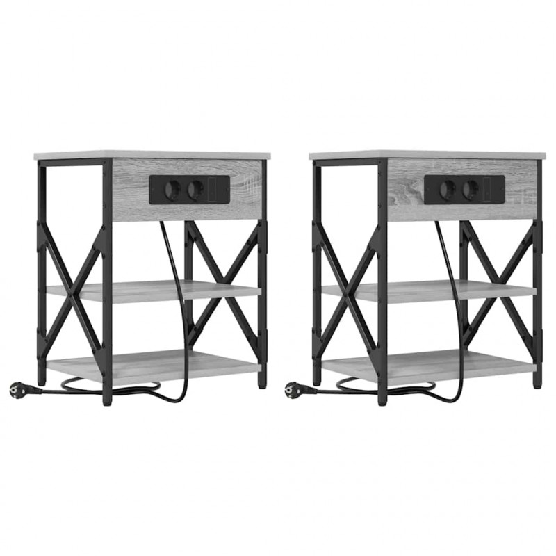 Szafka Nocna z półką 2 pcs Szary Sonoma 41 x 31 x 51 cm
